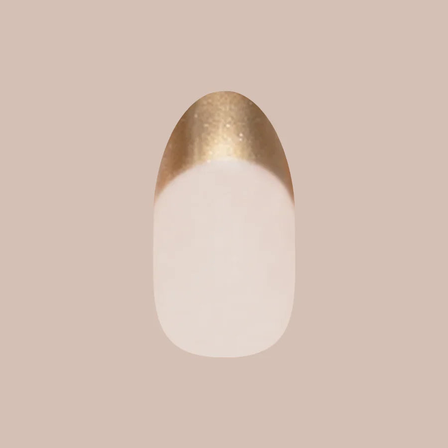 Gold Glimmer French - Press-On | Medium | Oval