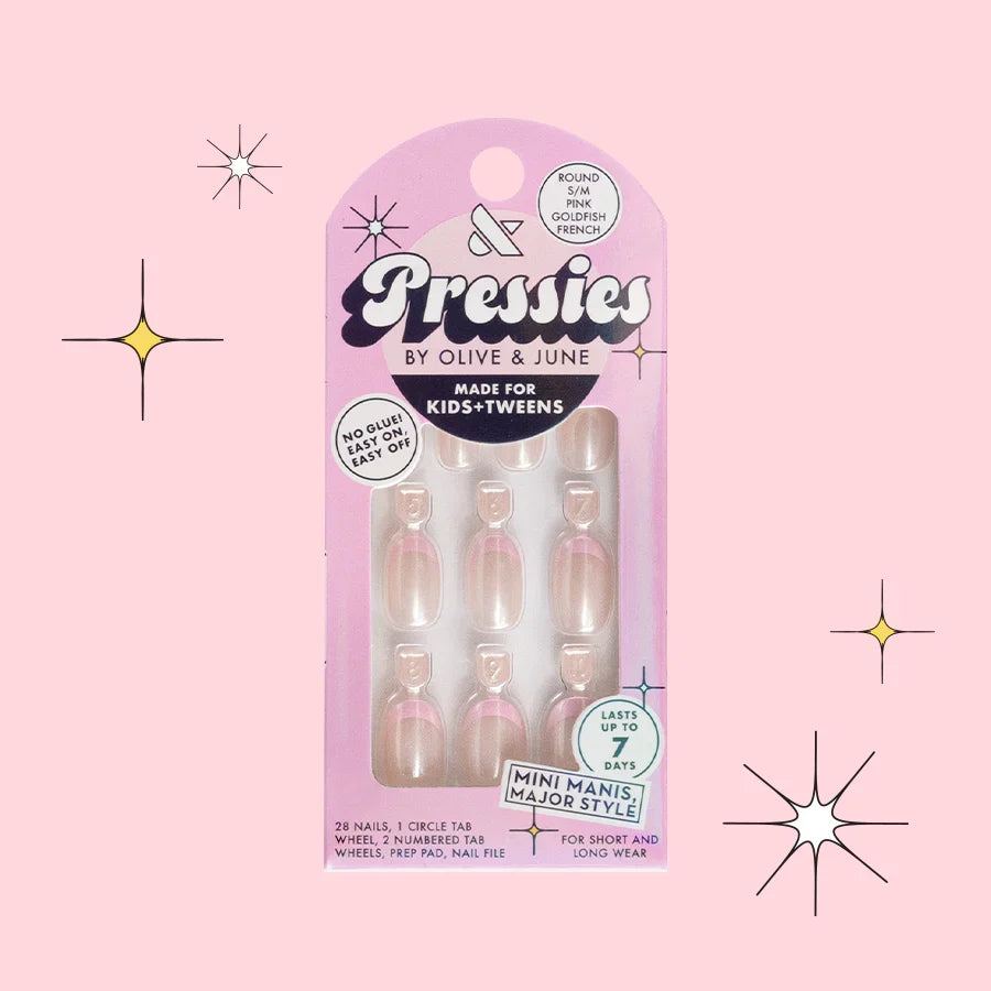 Pink Goldfish French - Pressies | Short Medium | Round
