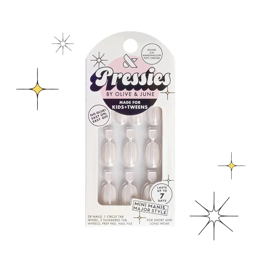 Marshmallow Puff Chrome - Pressies | Short Medium | Round