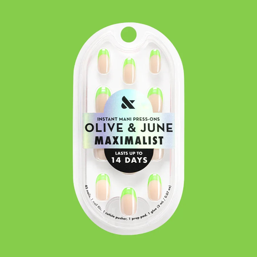 Lime Chrome French - Press-On | Short | Round