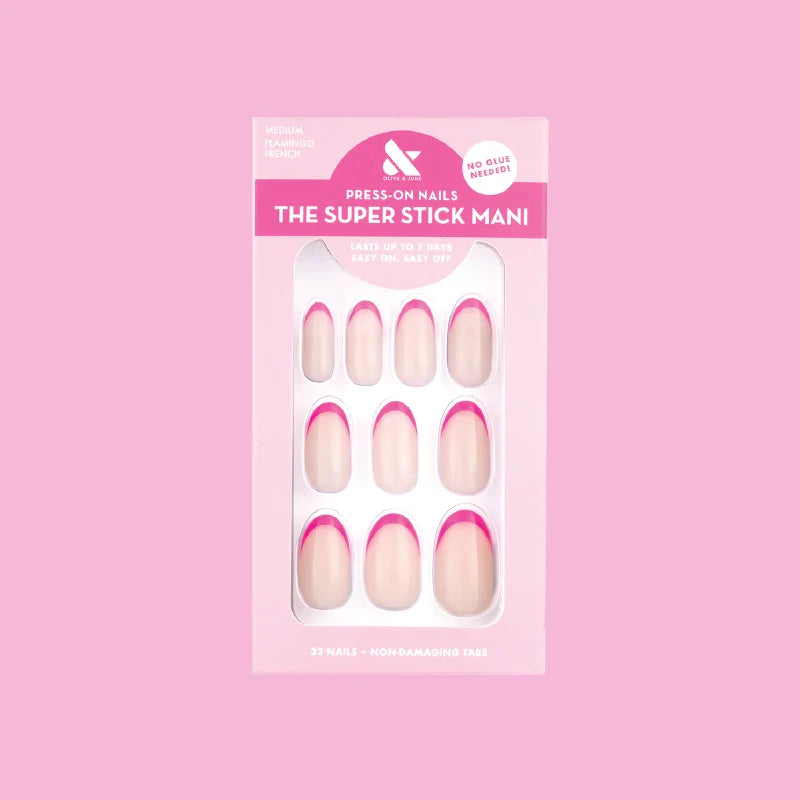 Flamingo French | Medium | Oval - Tab Press-On